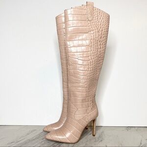 New! Vince Camuto Kervana Pink Croc Leather Tall Boot 5M